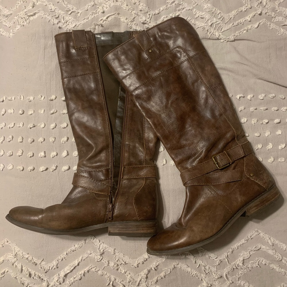 Marc Fisher Tall Low Heel Brown Boots